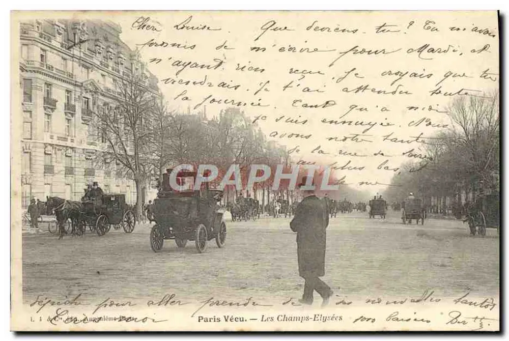 París Vécu — Los Campos Elíseos — Editor L. I. & C. Anónimo - Anverso