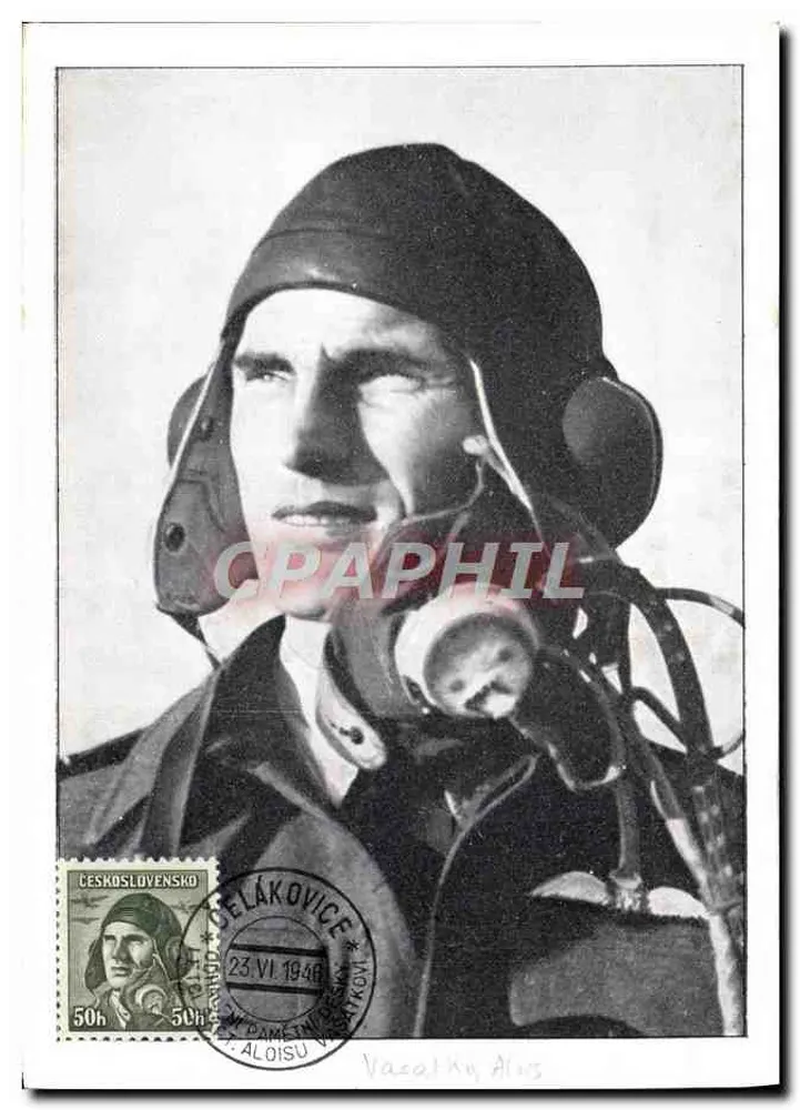 Pilot der tschechoslowakischen Luftwaffe — Alois Vašátko — Verlag Československá filatelia, Serie Carles-maximum - Vorderseite