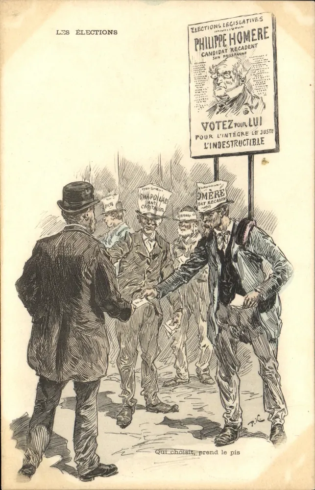 Les Élections — caricature politique — éditeur P.C. (P. C.) - Recto