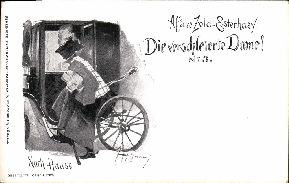 Questão Zola-Esterhazy — A Dama Envelopada! — Vereinigte Papierwaren-Fabriken S. Krotoschin Görlitz, Nr. 3 - Frente