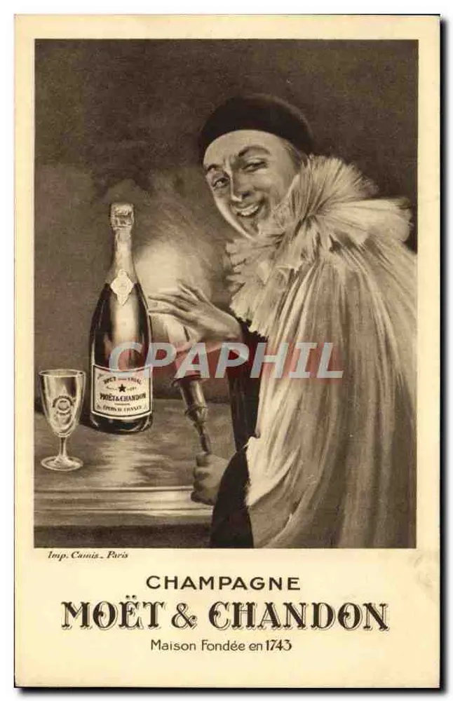 Champagne Moët & Chandon — Zakładowy rok 1743 — Wyd. Cossis, Paryż - Awers