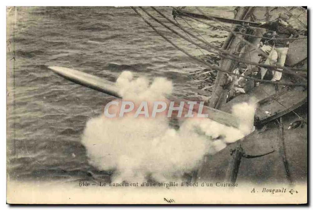 Start einer Torpedowaffe an Bord eines Schlachtschiffs — A. Bougault, n° 615 - Vorderseite