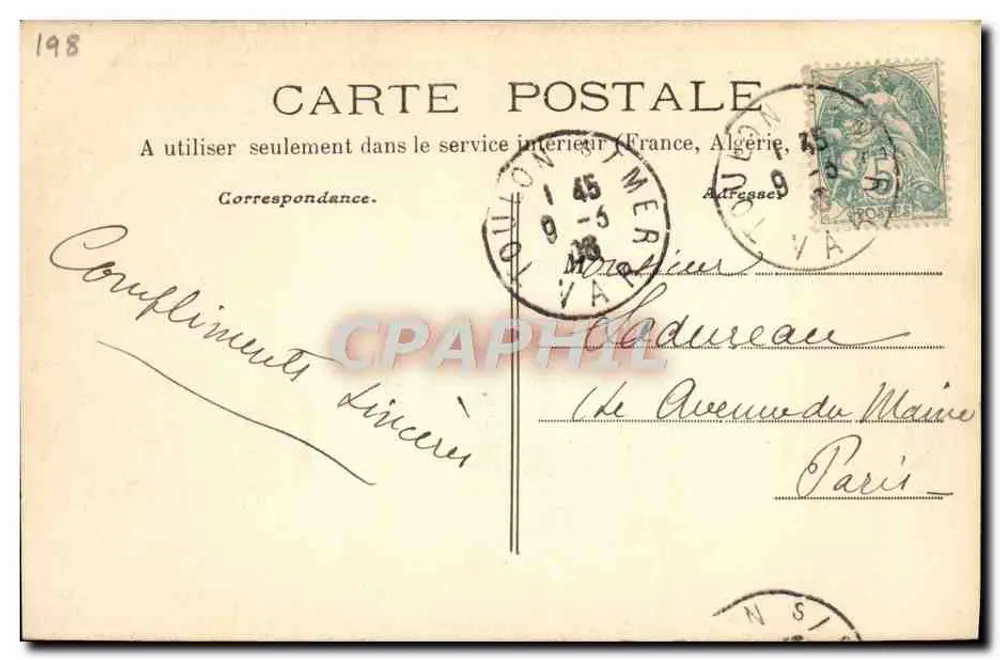 Navio de guerra francês — « Formidable », encouraçado de esquadra — Coleção A. Compairet, n° 371 - Verso