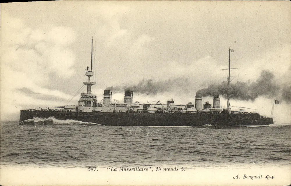 La Marseillaise — cruzador da Marinha francesa — A. Bougault n°587 - Frente