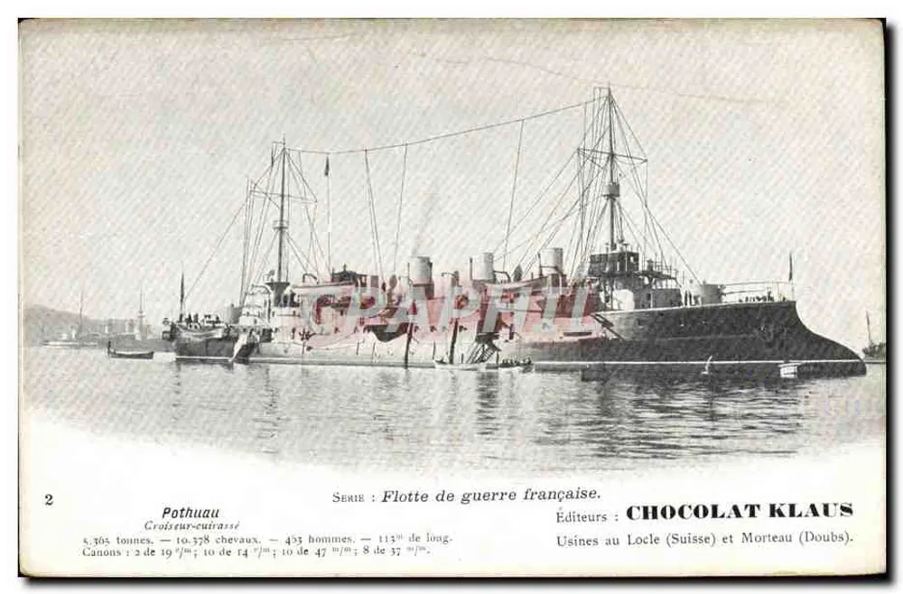 Cruiser-encouraçado Pothuau — Frota de Guerra Francesa — Editores CHOCOLAT KLAUS - Frente