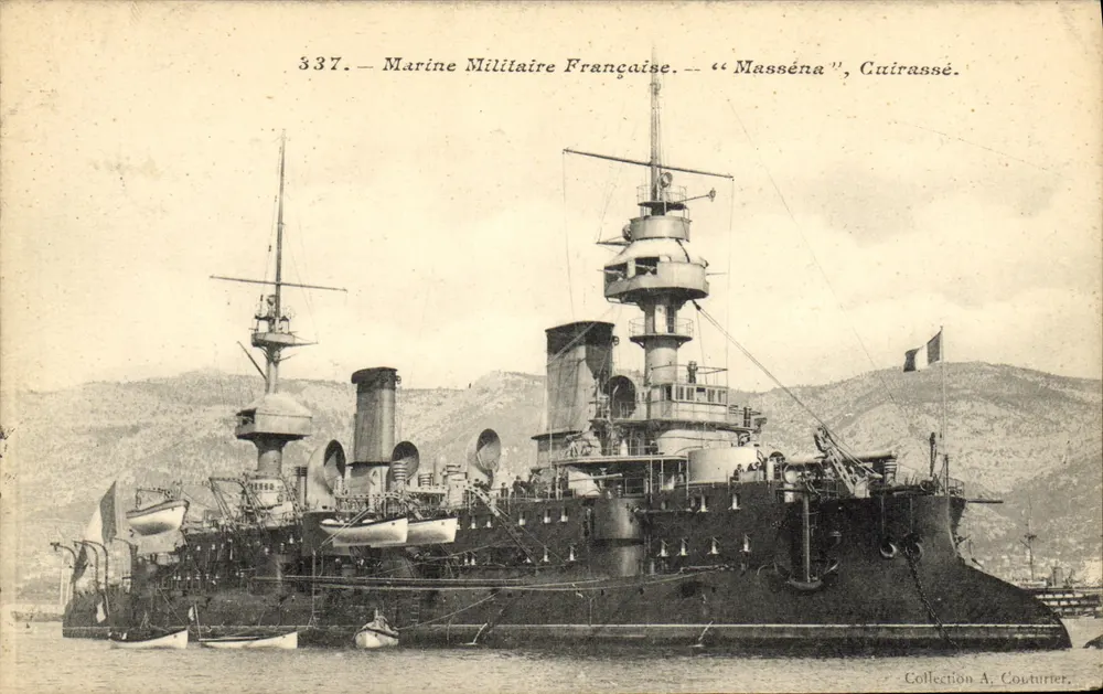 Francuski statek wojenny — «Masséna», pancernik — kolekcja A. Couturier - Awers