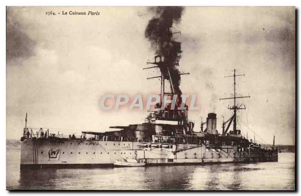 Cuirassé Paris — Statek wojenny na morzu — Wydawca Laurent-Nel, Rennes, numer 2564 - Awers