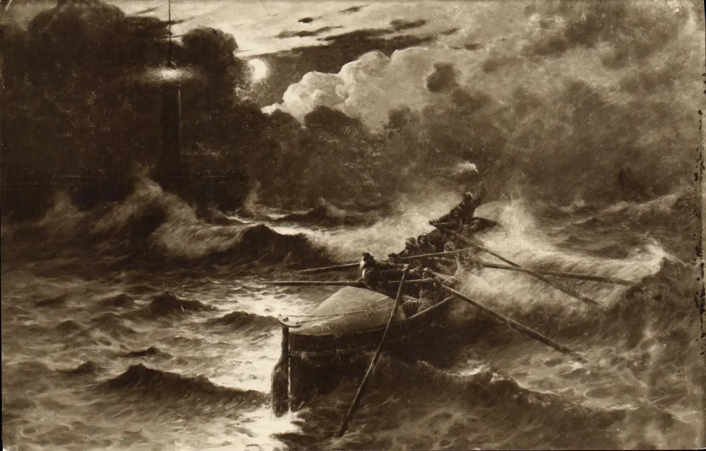Boot op onrustig water — nacht — G. Maroniez, Parijs - Voorkant