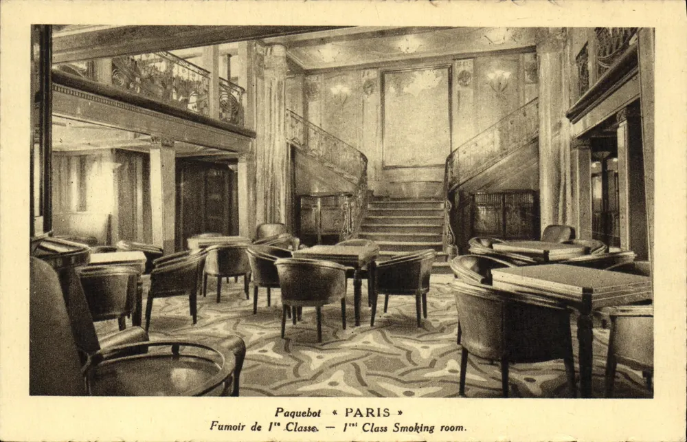 Rauchsalon der 1. Klasse — Dampfschiff * PARIS * — Cie G.L.E. Transatlantique - Vorderseite