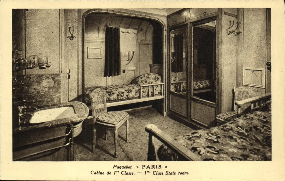 Kabine der 1. Klasse — Dampfschiff « PARIS » — Cie Générale Transatlantique - Vorderseite
