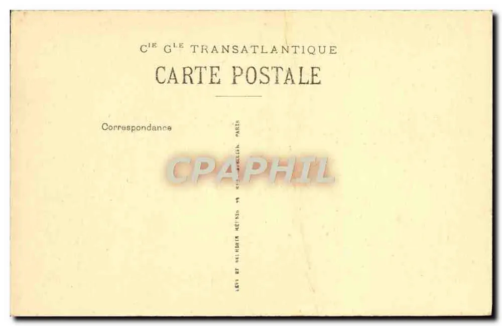 Kabine der 1. Klasse — Dampfschiff « PARIS » — Cie Générale Transatlantique - Rückseite