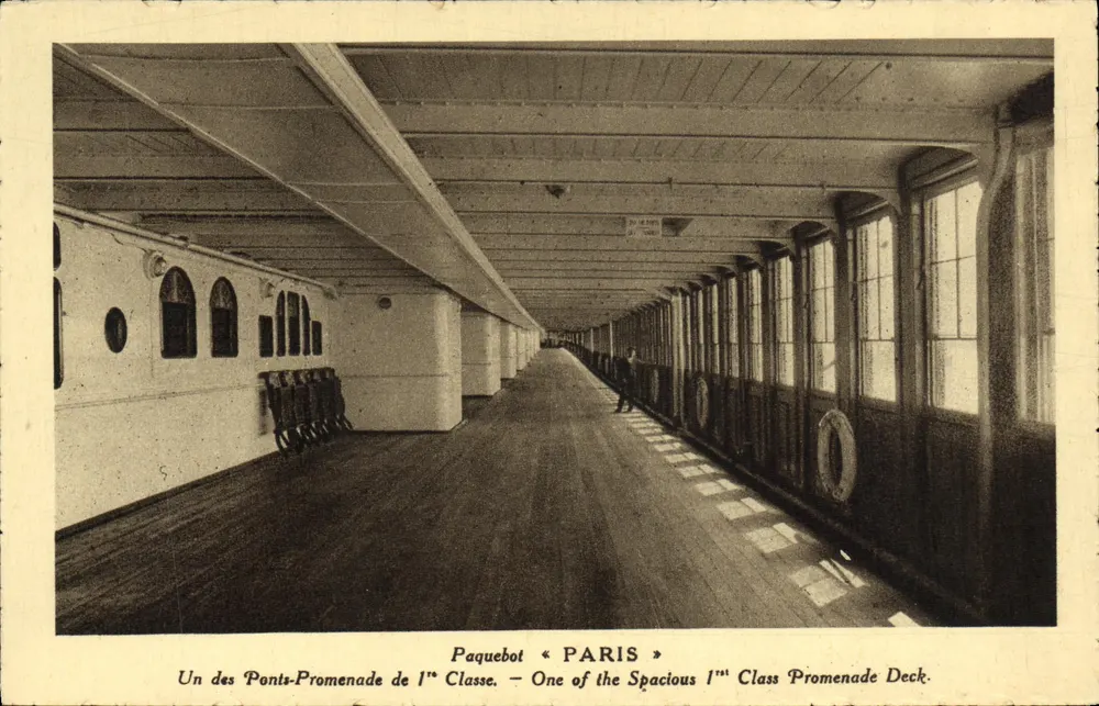 Dampfschiff « PARIS » — Einer der Promenadendecks der ersten Klasse — Verlag Cie Générale Transatlantique - Vorderseite