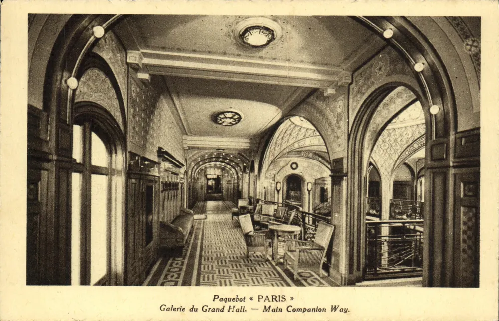 Dampfer « PARIS » — Galerie des Granden Halls — Hauptcompanion Way — Cie Générale Transatlantique - Vorderseite
