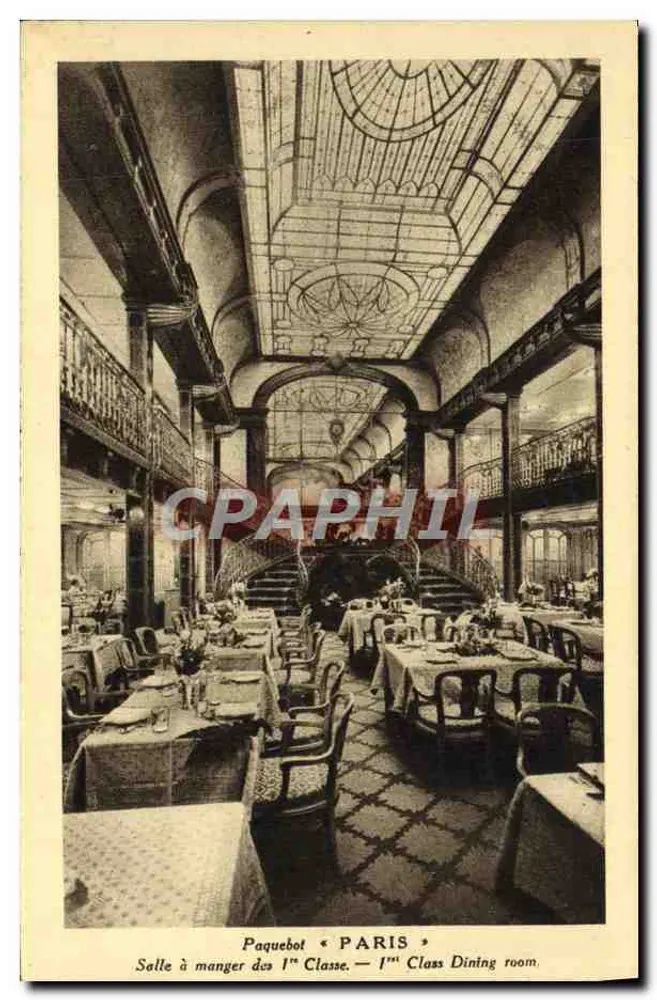 Esszimmer 1. Klasse — Dampfschiff « PARIS » — Cie Générale Transatlantique - Vorderseite