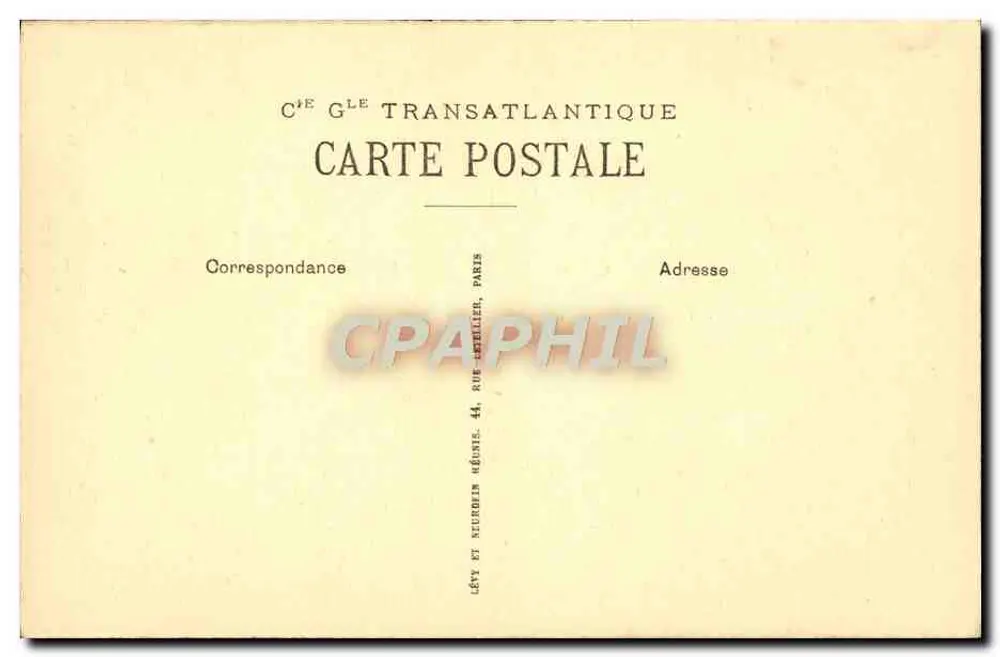 Esszimmer 1. Klasse — Dampfschiff « PARIS » — Cie Générale Transatlantique - Rückseite