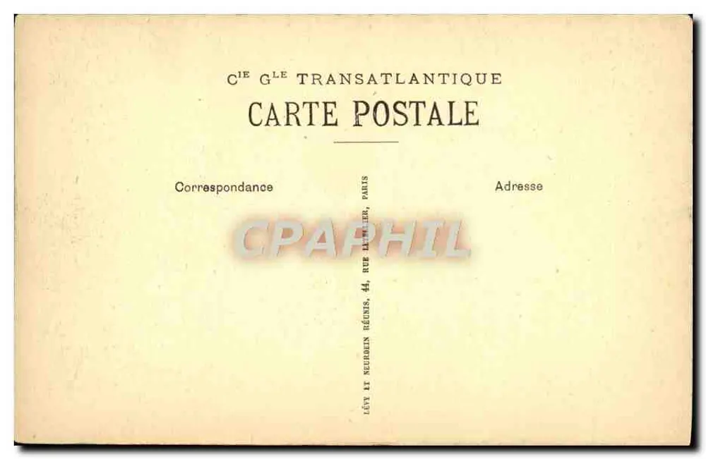 Raucherzimmer der 1. Klasse — Dampfschiff « PARIS » — Cie G.L.E. Transatlantique - Rückseite