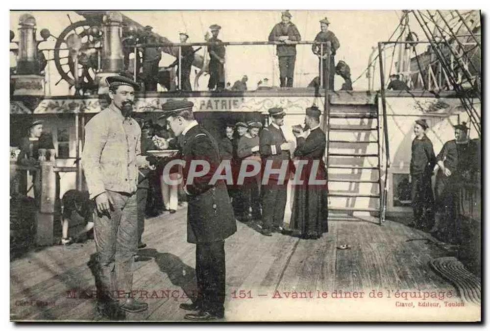 Schiff Patrie — Vor dem Abendessen der Mannschaft — Verlag Cliaxel, Toulon - Vorderseite