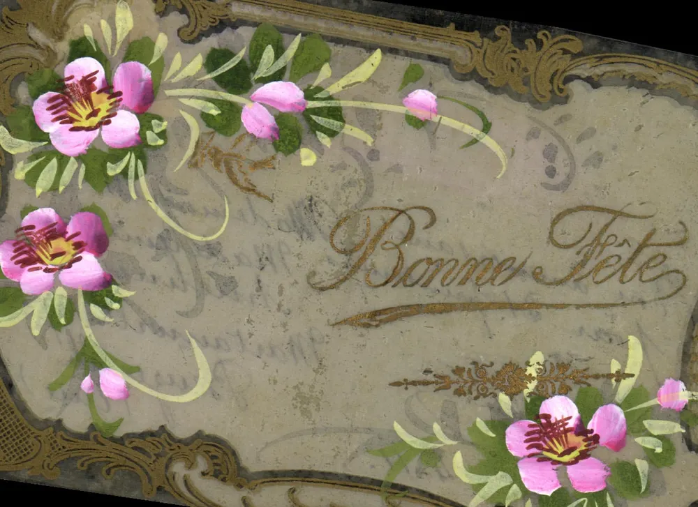 Flores rosas — Feliz Dia — Carta postal - Frente