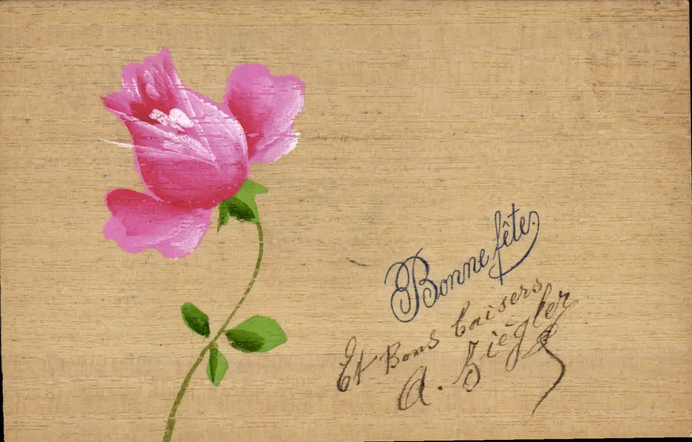 Rosas — Carta de felicitações — A. Biegler - Frente