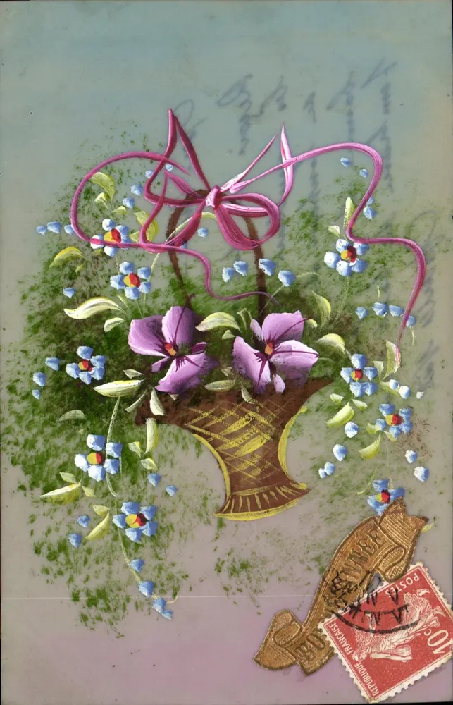 Arranjo de flores — ilustração — editor desconhecido - Frente
