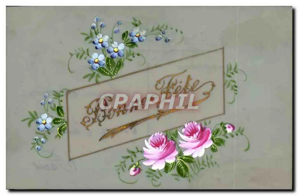 Festa Boa — Carta postal decorada com flores — Editor: Carta Postal - Frente