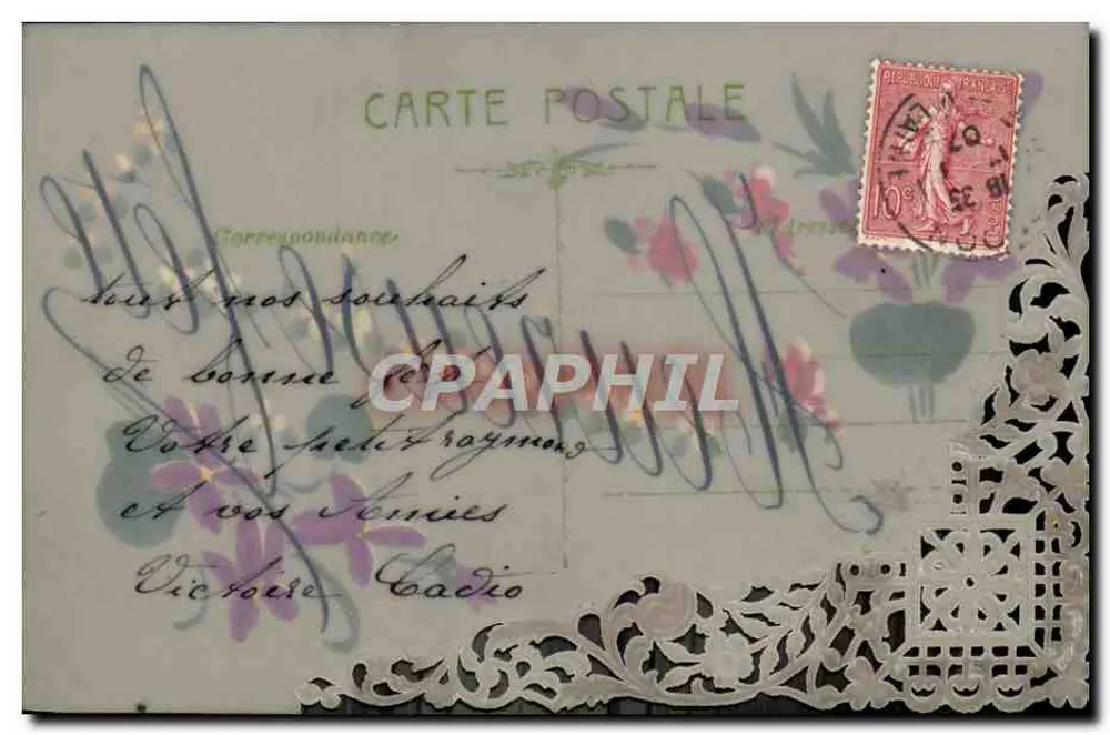 Flores de primavera — Carta postal decorativa — Editor desconhecido - Verso