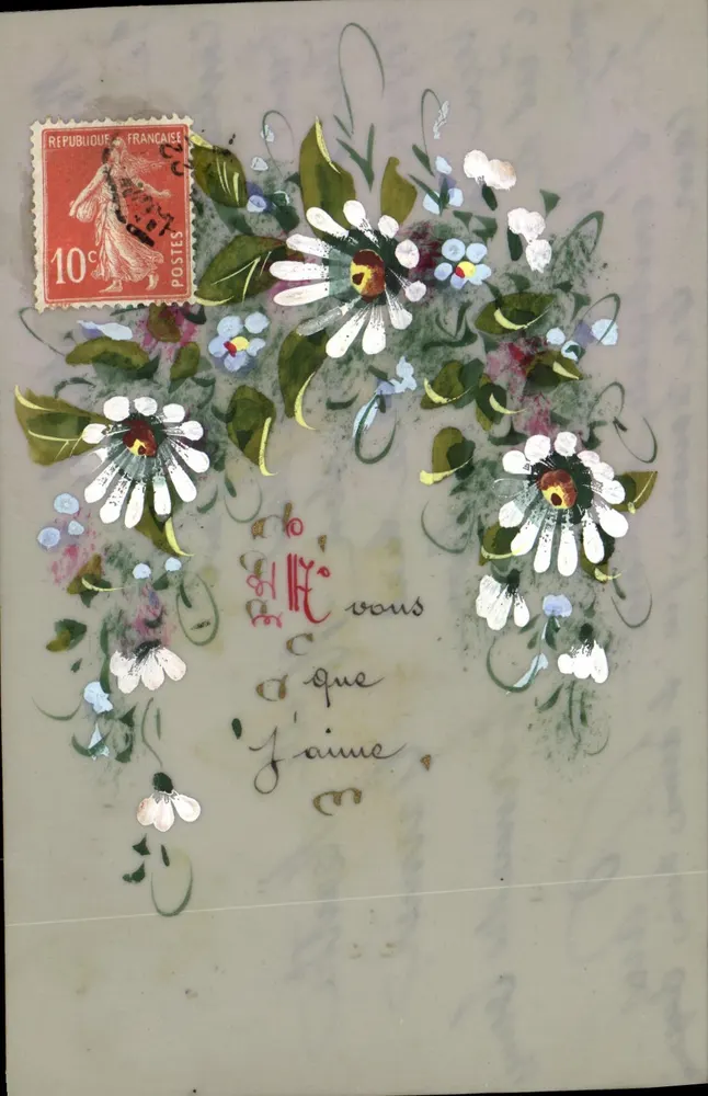 Flores — carta de amor — editor desconhecido, número de série não visível - Frente