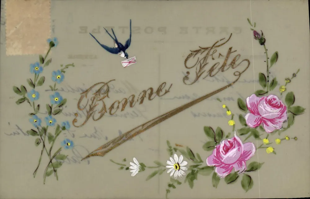 Carta postal decorativa — Boa Festa — editor desconhecido, número de série não visível - Frente
