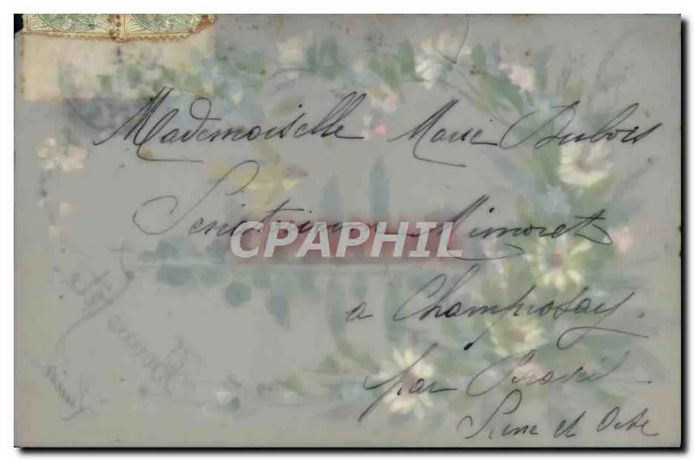 Flores y pájaro — Tarjeta postal decorativa — Editor desconocido, número de serie no visible - Reverso