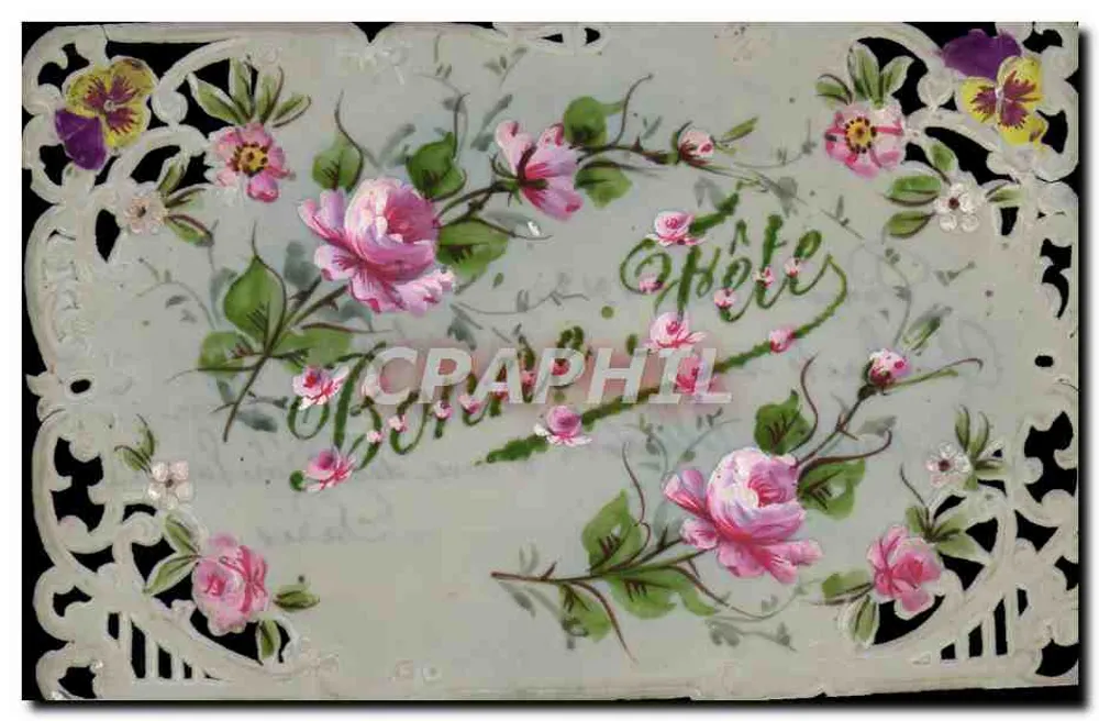 Flores e rosas — Carta postal decorativa — Editor não identificado - Frente