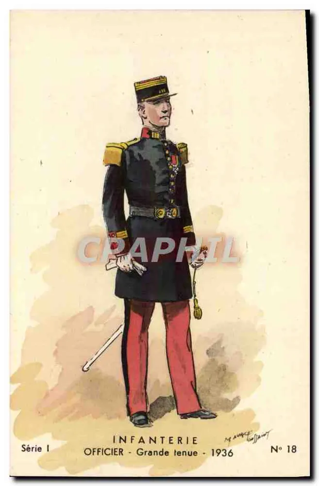 Infanterie - Offizier - Galauniform - 1936 — Serie 1, Nr. 18, Verlag Les Éditions Militaires Illustrées - Vorderseite