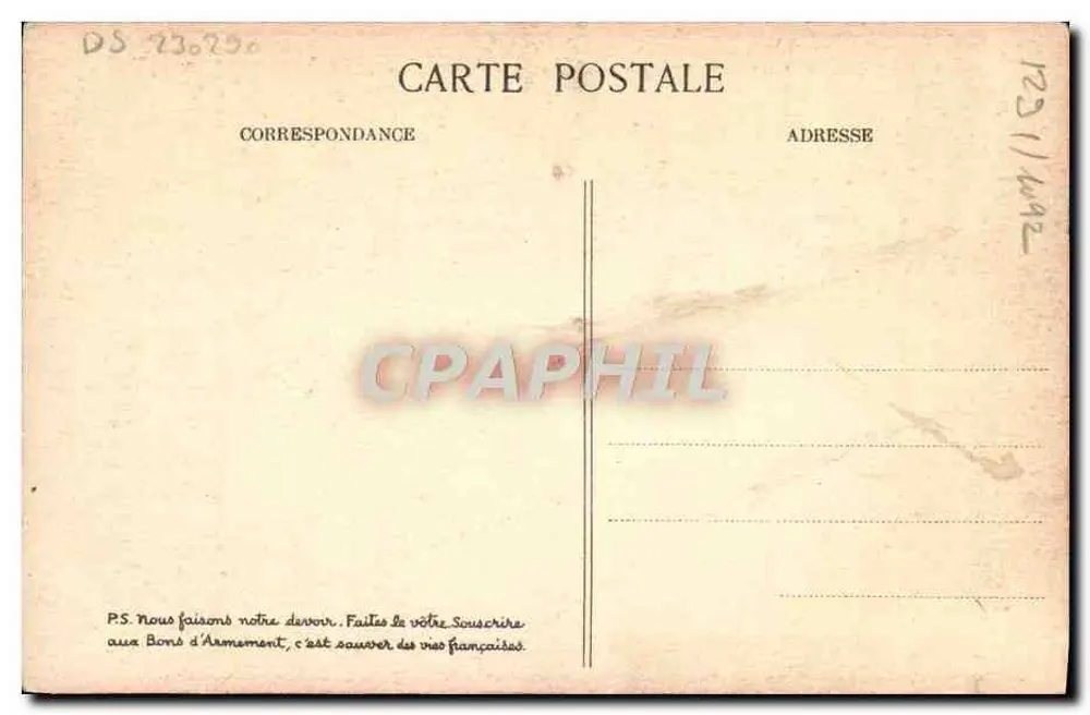 Abonnements für Kriegsschulden — Création Tanon — n° DS 230290 - Rückseite