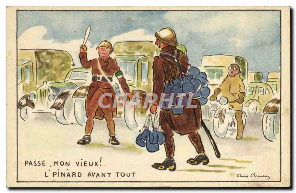 Soldado em uniforme — caricatura militar — P-C Paris, Série M-71 - Frente
