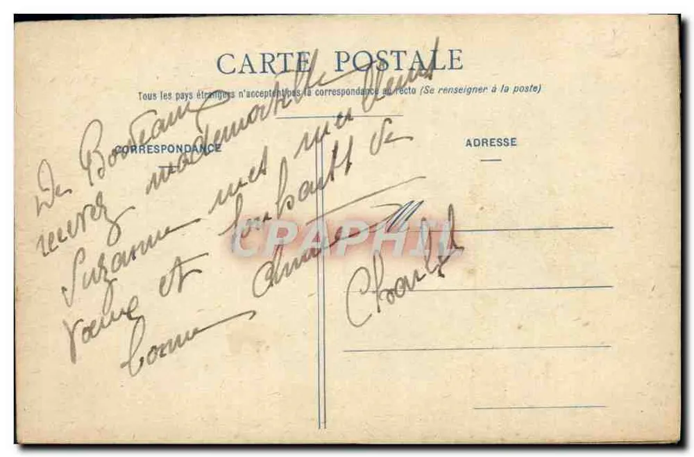 Fleur de camomille brodée — motivo floral em tecido — carta postal - Verso