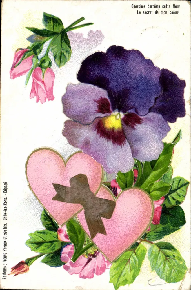 Flor e corações — Editor: Veuve Préaux e seus filhos, Blhin-lez-Mons - Frente