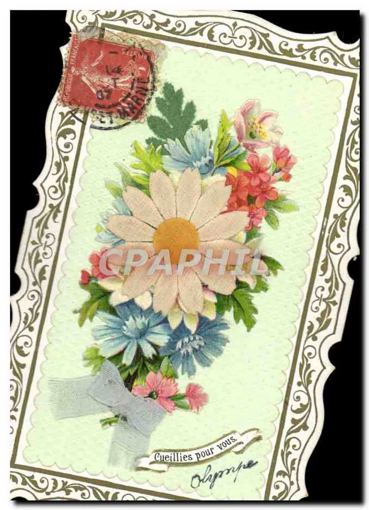 Bouquet de fleurs — composition florale avec marguerite et corolles — éditeur anonyme - Frente