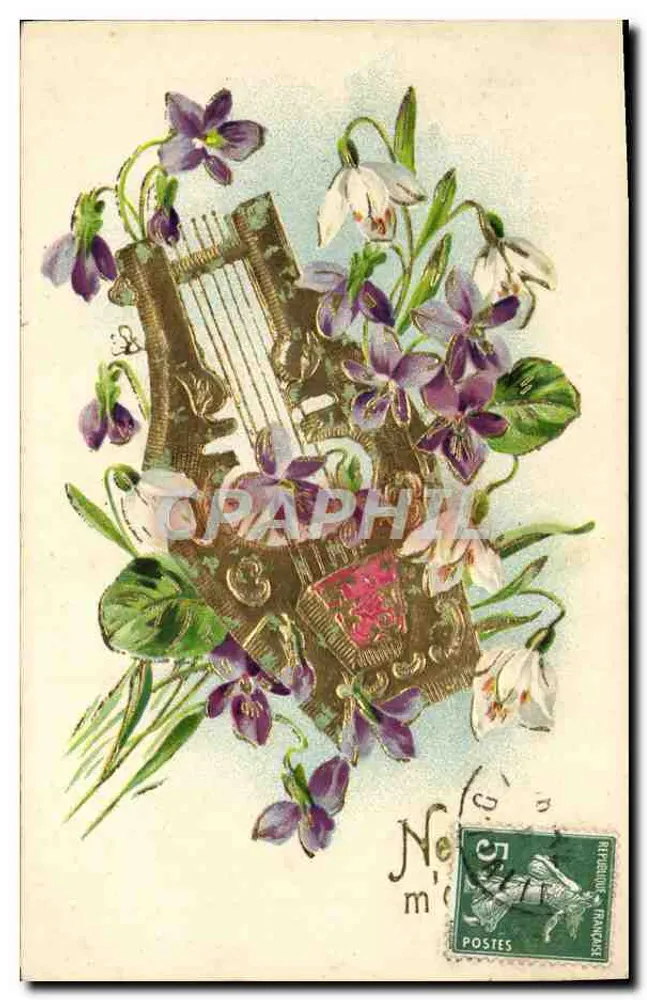 Luth e flores — ilustração — editor não visível - Frente