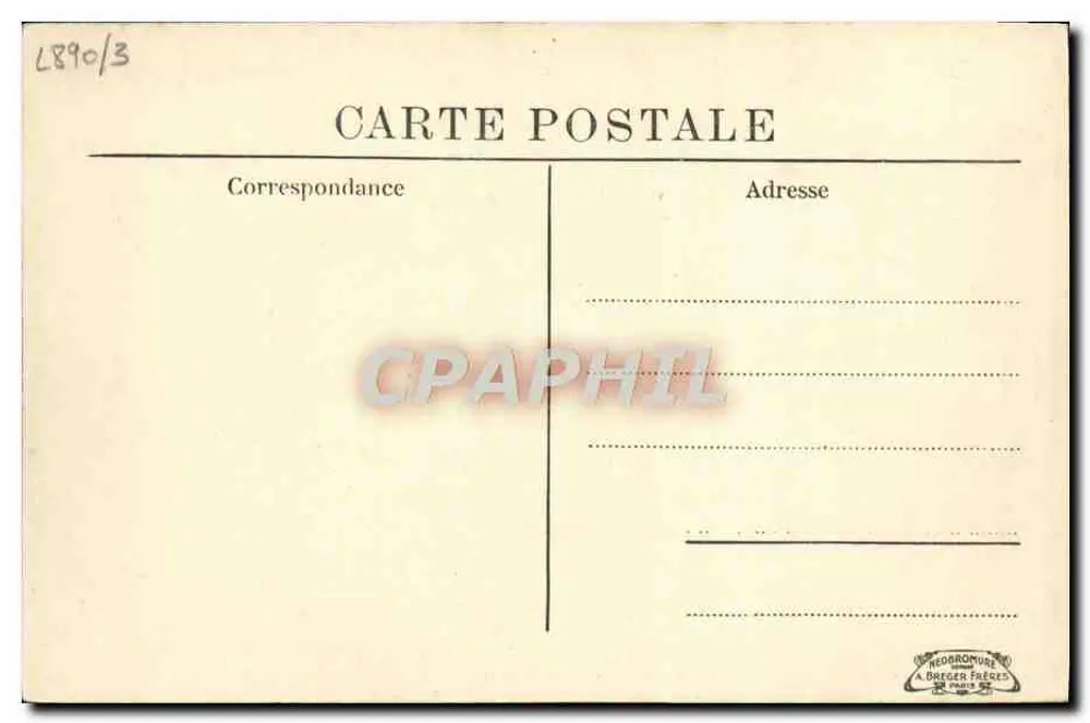 Paris VIème - Rue de l'Odéon — vista artística e pitoresca com fonte e café-restaurant Voltaire — editor A. Breger Frères - Verso