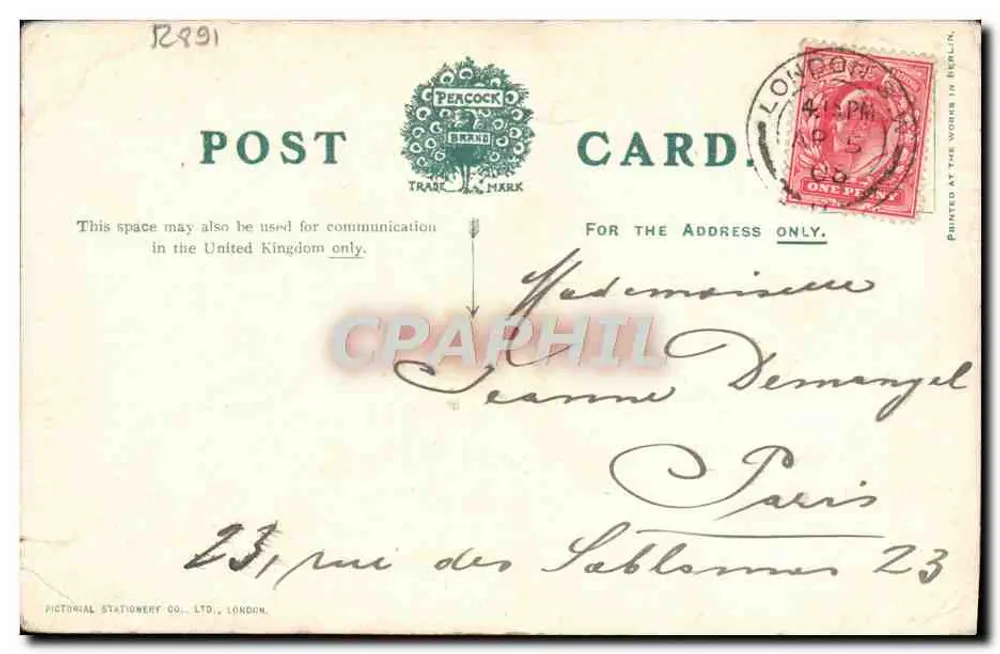 Hansom Cab — Familiar Figures of London, No 7 — Pictorial Stationery Co. Ltd. - Verso