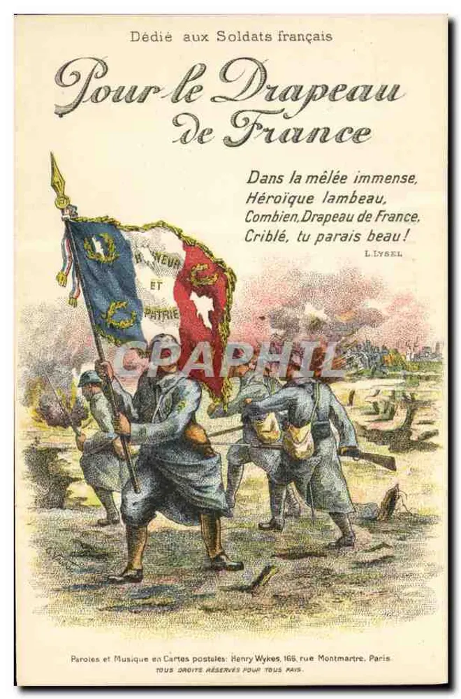 Soldados franceses — Bandeira da França — Henry Wykes, 168 rue Montmartre, Paris - Frente