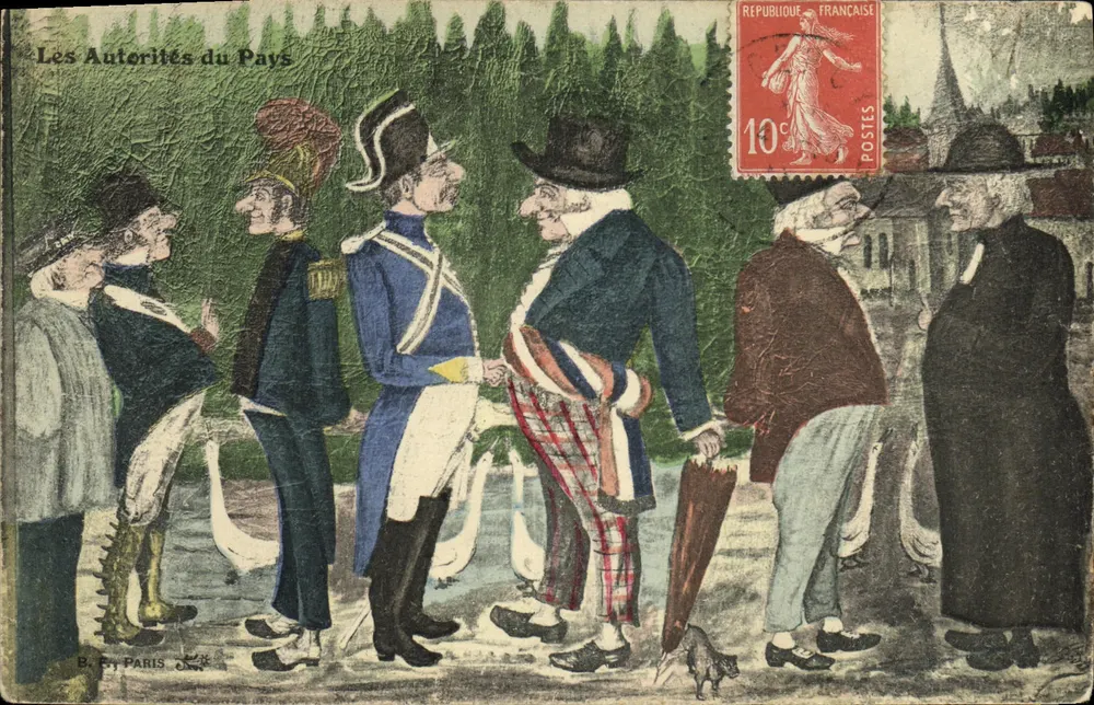 As Autoridades do País — caricatura satírica — B. F., Paris - Frente