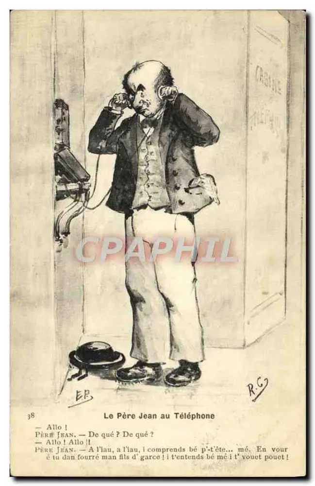 O Padre Jean ao Telefone — caricatura — editor R.G. n°38 - Frente