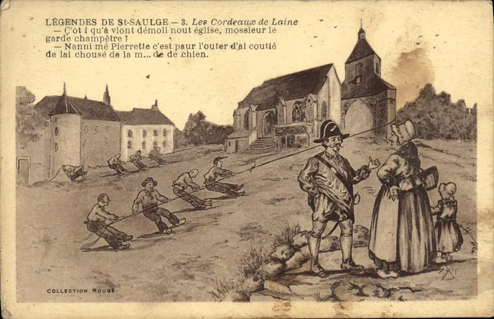 Les Cordeaux de Laine — Szenen von Seilziehen vor einer Kirche — Sammlung Roube - Vorderseite