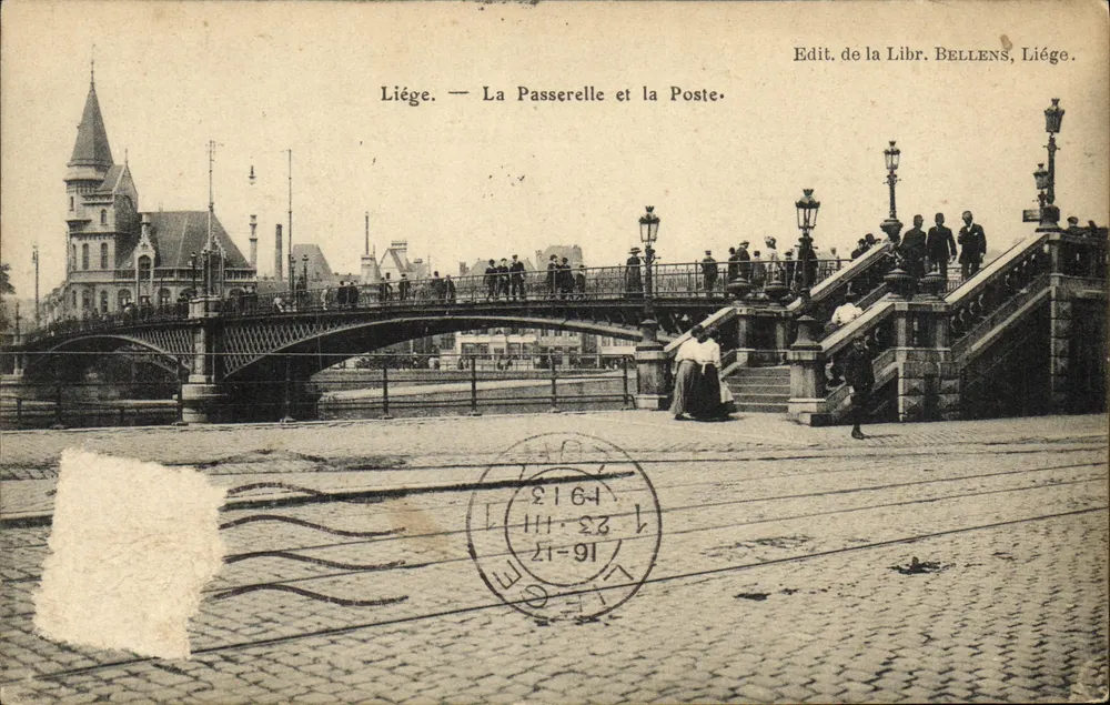 Liège — La Passerelle et la Poste — Edit. de la Libr. BELLENS, Liège. - Frente