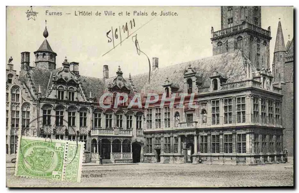 Furnes — Das Rathaus und das Palast der Gerechtigkeit. — Verlag STAR, Seriennummer nicht sichtbar. - Vorderseite