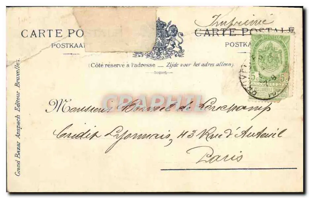 Bruxelles - Bourse — éditeur Anspear, n° 4 - Verso