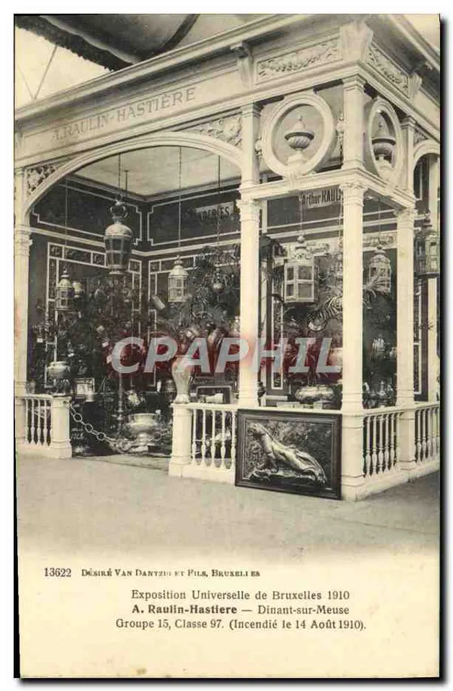 A. Raulin-Hastière — Weltausstellung in Brüssel 1910 — Am 14. August 1910 abgebrannt - Vorderseite