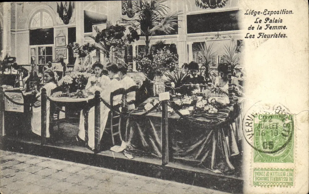 Liège-Ausstellung — Das Palais de la Femme. Die Blumengeschäfte. — Verleger: L. DUMANCHE. - Vorderseite