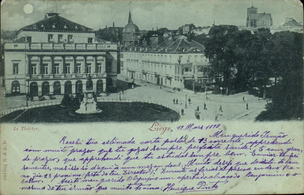 Liège — Le Théâtre — Imprimé sur la carte par R. & J. D. n° 231 - Frente