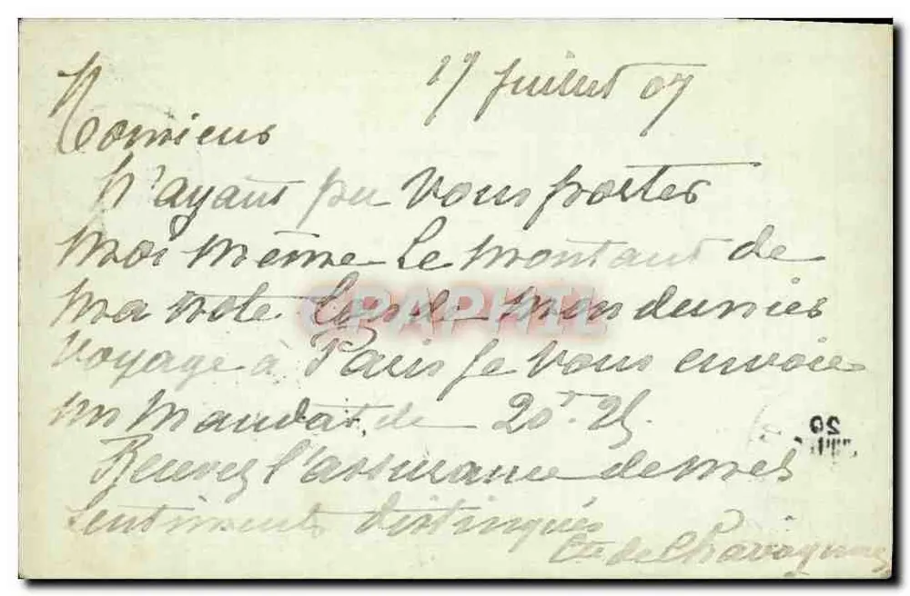 Parigi — Cartolina postale universale — Unione postale universale - Verso